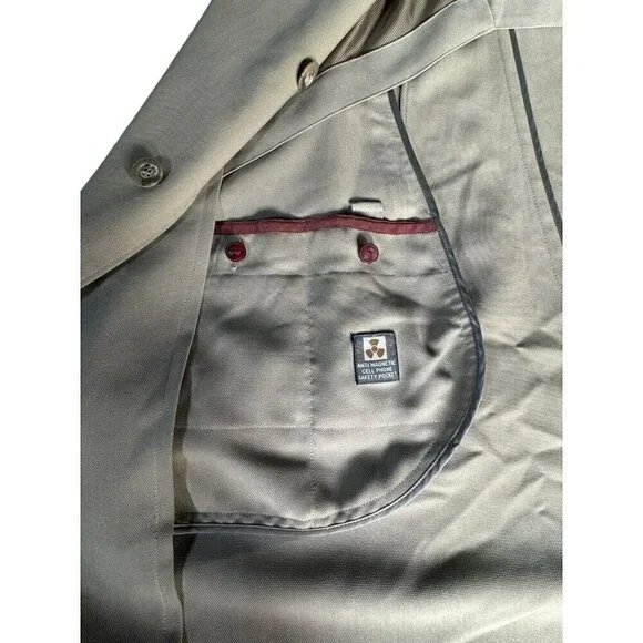 Vintage Sanyo New York Men’s Sz L Khaki Trench Coat Long Over Coat Made in Japan